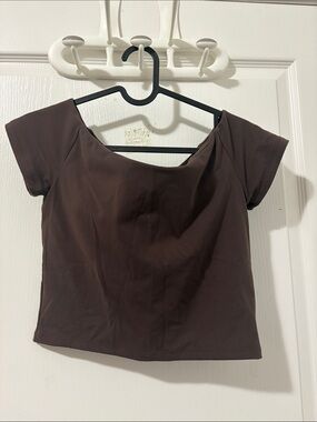 Classic Brown Scoop-Neck Crop Top